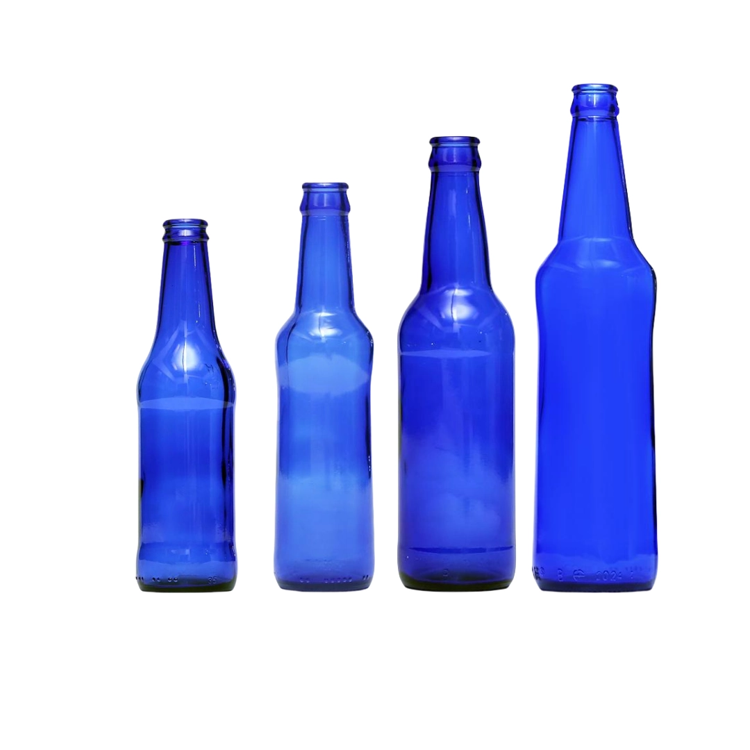 Bottiglie di Vetro per Birra Blu Cobalt da 258ml, 280ml, 330ml e 500ml
